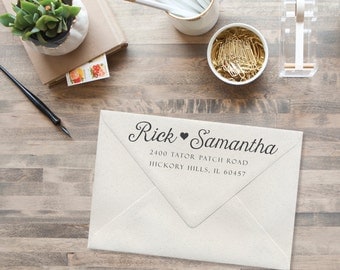 Custom address stamp. Hand-lettered address stamp. Wedding stamp. House warming gift. Newlyweds gift. Custom return address stamp.