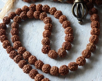108 Rudraksha beads for mala - 10mm natural rudraksha beads from Nepal, prayer beads, Buddhist jewelry supplies, mala beads, yoga jewelry