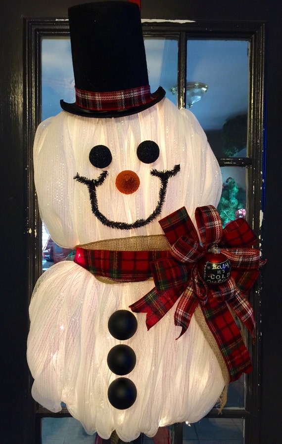 Deco Mesh Snowman Wreath by WreathsbyLaura on Etsy