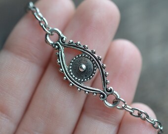Evil Eye Bracelet, Gypsy Jewelry, Protection Bracelet, Boho Jewelry, Hamsa Eye Bracelet, Silver Eye Bracelet, Evil Eye Jewelry