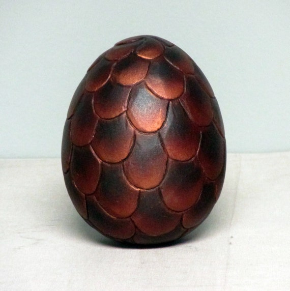 Ceramic Dragon Egg Red Copper Metallic Large by DarwinsCaverns