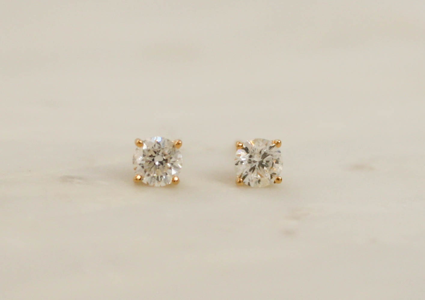Natural Diamond Stud Earrings 0.64 Ct. in 14K Yellow Gold