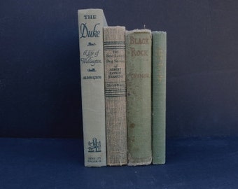 Shades of Green Book Stack/Book Decor/ Instant Library/ Book Bundle/ Decorative Books/ Wedding Decor/ Home Decor/Shabby Chic/Table Top Decor