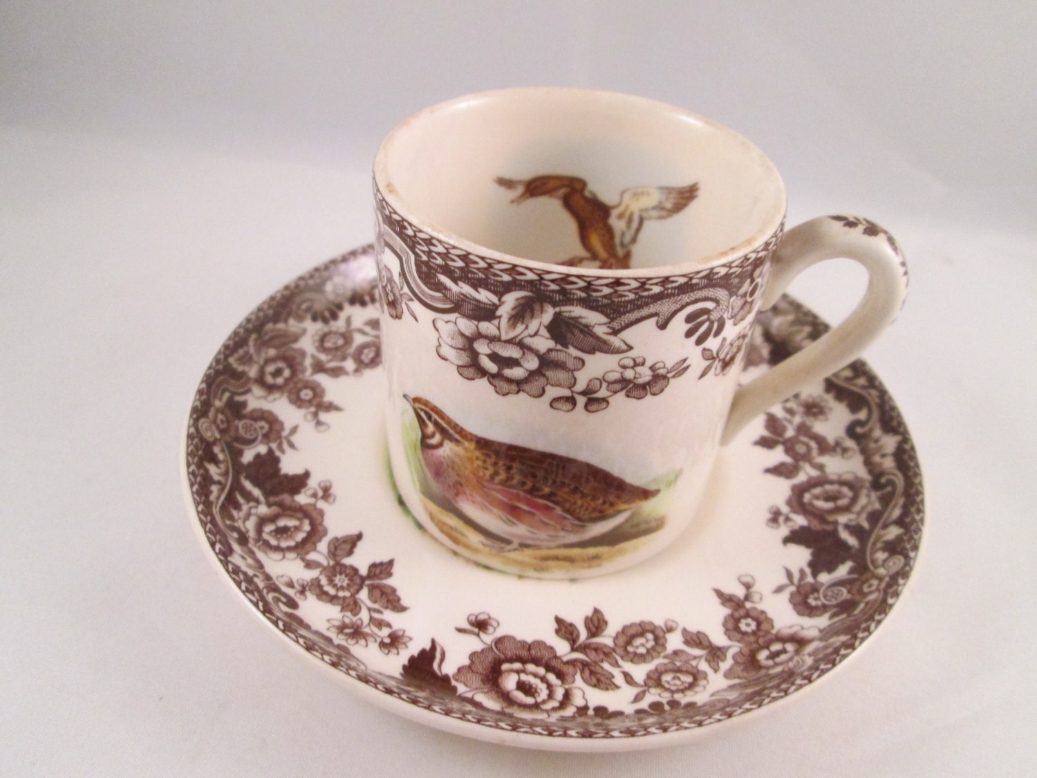 1990s Spode Woodland Demitasse Cup/Saucer Animal
