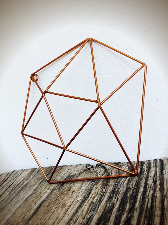 BOLD 3D geometric metal crystal wall art // metallic copper