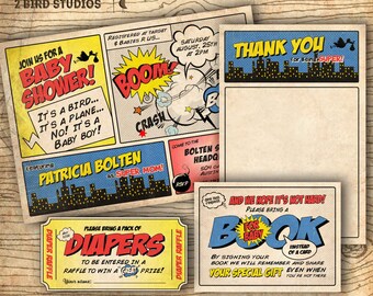 Superhero baby shower invitation - superhero invitation - Coed baby shower invites - Super hero baby shower - you print