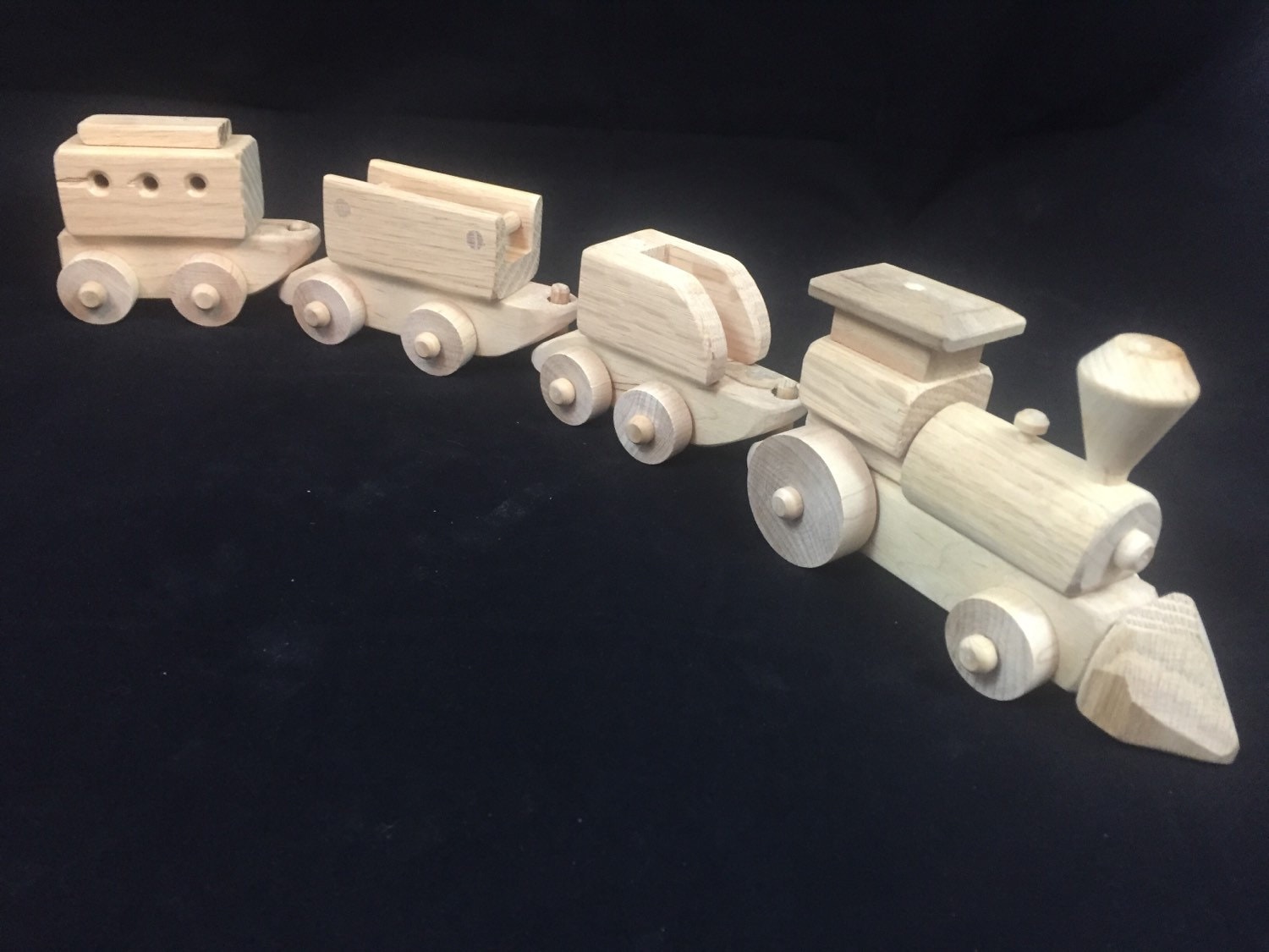 Wood Toy Train Set Handmade Unfinished Oak Wooden Toy for