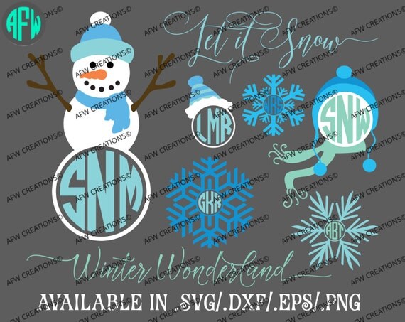 Download Digital Cut File Winter Monogram Set SVG DXF by ...