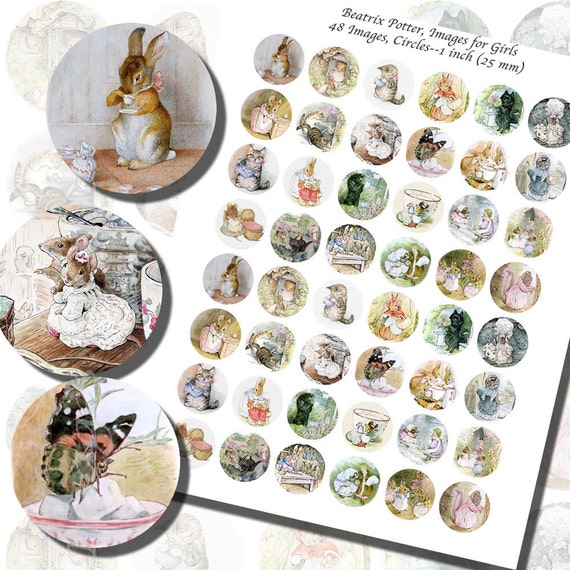 Beatrix Potter's Images for Girls Printables ONE INCH