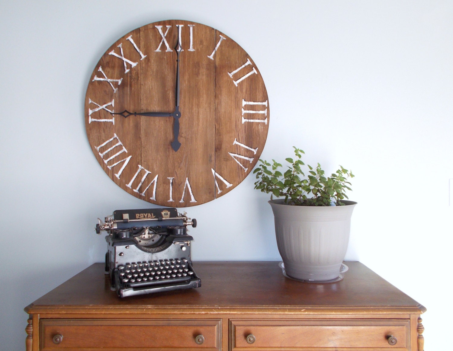 31.75 Stained Barn Wood Wide Plank Clock Made Of Ohio