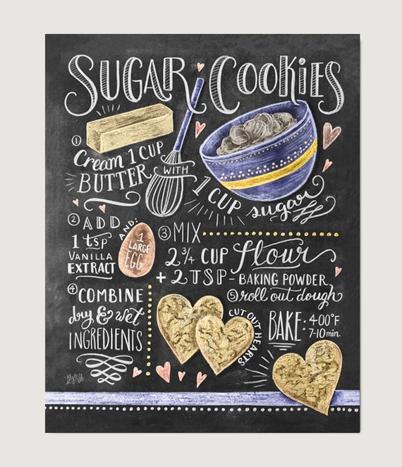 Sugar Cookies Recipe Print Baking Wall Art Cookie Recipe