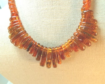 SALE Natural Baltic Amber Vintage Bead Necklace