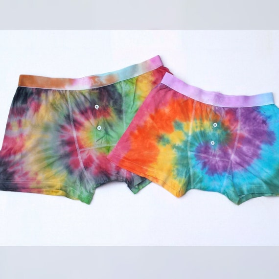 Tie Dye Mens Boxer Shorts Set of Two Rainbow & Rasta by AbiDashery
