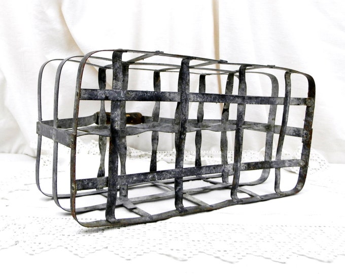 Antique French Metal Wine Bottle Carrier for 8 Bottles, French Country Decor, Shabby Chic Decor, Glass Bottle Holder, Cellar Picnic Kitchen Antique French Metal Wine Bottle Carrier for 8 Bottles, French Country Decor, Shabby Chic Decor, Glass Bottle Holder, Cellar Picnic Kitchen