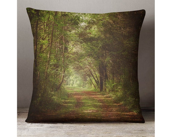 Rustic Forest Decorative Throw Pillow, Forest, Trail, Path, Brown ...