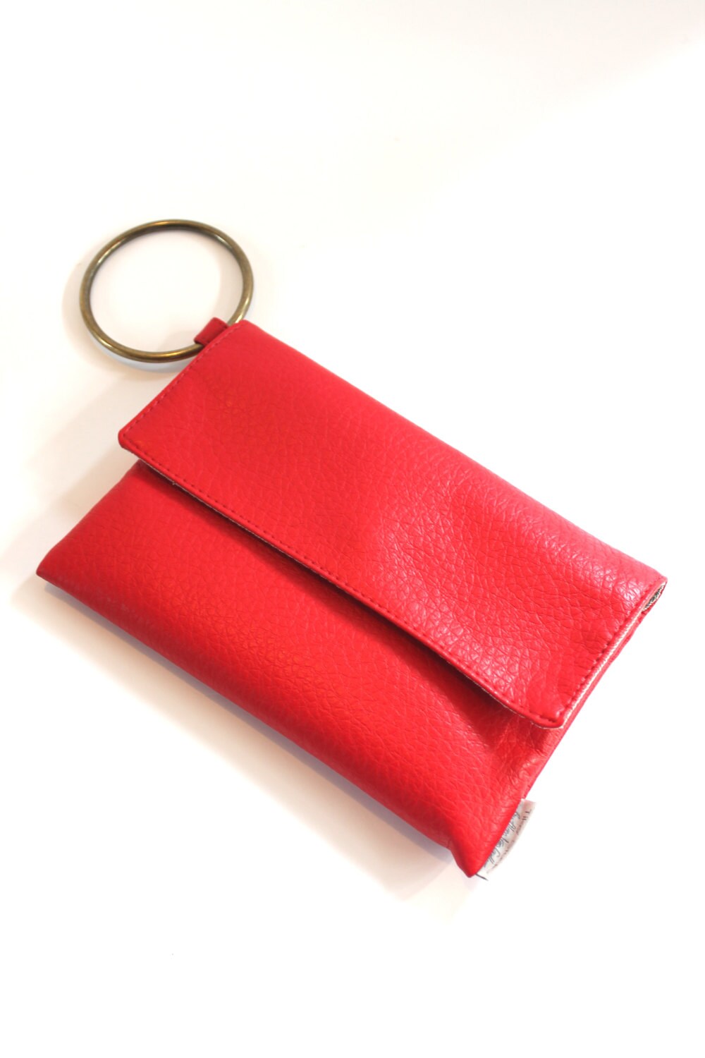 Red Wristlet Woman Mini Handbag Vegan Clutch Purse Casual