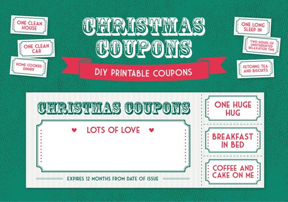 Christmas Coupons DIY printable gift cards by StationeryPolkadot