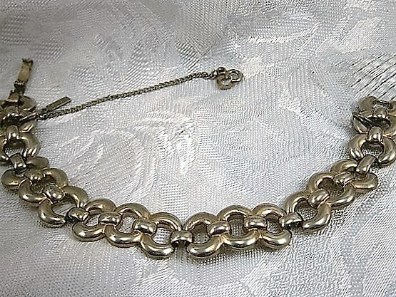 Monet Vintage Silver Bracelet Large Link Bracelet Signed