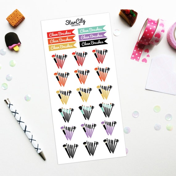 Makeup Brush Stickers Makeup Stickers Cosmetic by StarCityDesigns