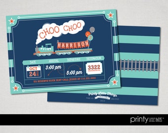 Train 'Choo Choo' Invitation - Printed