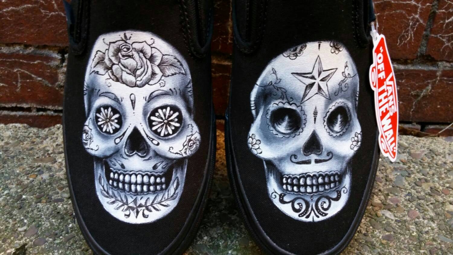 Day of the Dead Shoes. Sugar Skull Vans. Calavera by HJArtistry