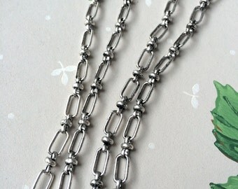 Vintage Beaux Chain, Fancy Brass Chain, Antique Silver Chain, 11mm, 3Ft