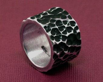 hammered pipe style wedding rings