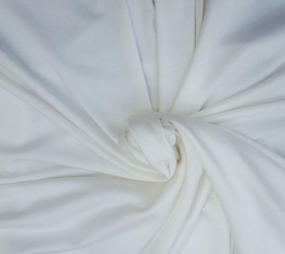 Cotton Tencel Spandex Fabric Jersey Knit Eco Friendly by Yard Off White 4/15
