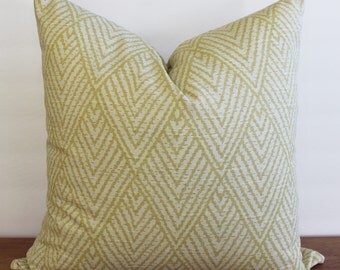 NEW- Decorator Pillow Cover -Green - Off White Geometric Lacefield Designs -Tahitian Stitch