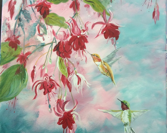 Fuchsia and Hummingbirds