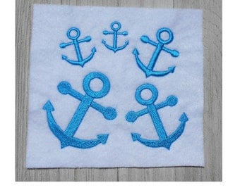 Mini Anchor Embroidery Design, 5 sizes, filled stitch, digital download, machine embroidery, nautical design