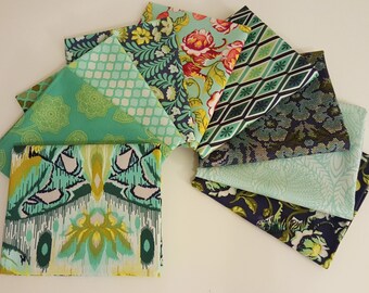 Eden Blue & Green Fat Quarter Bundle (9 prints, 2.25 yards total) - Tula Pink - Free Spirit Fabrics