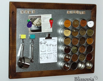 Large Magnet Board, Magnetic Spice Rack, Framed Magnetic Board