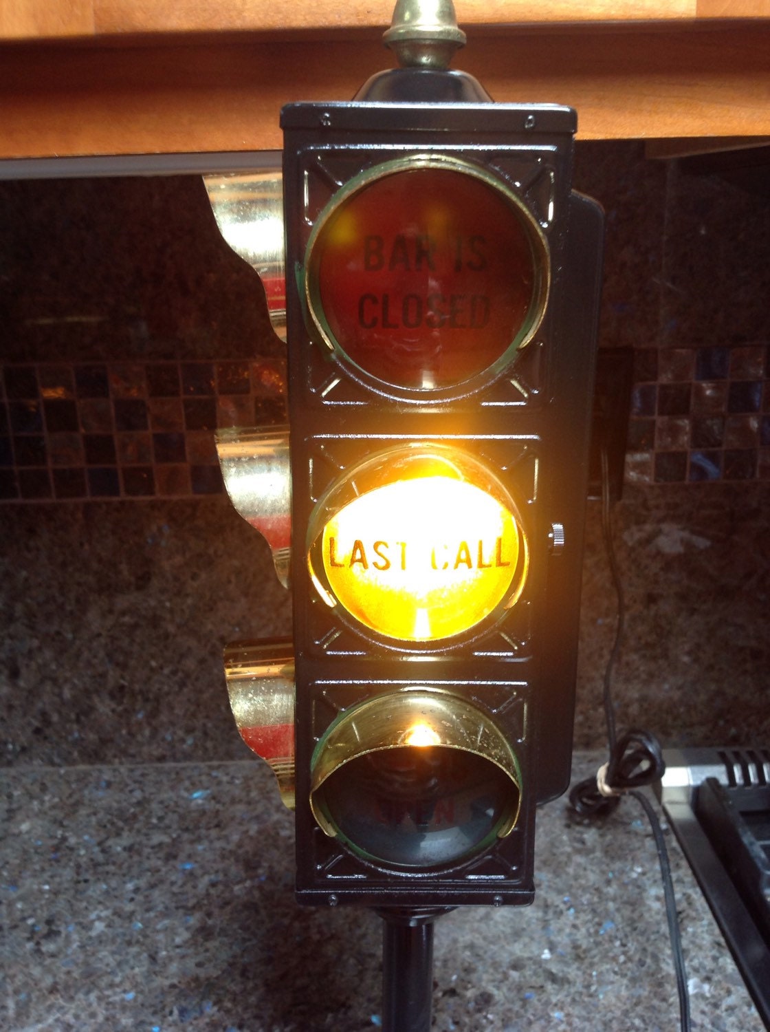 Upcycled Vintage Traffic Signal Stop Light BAR IS OPEN