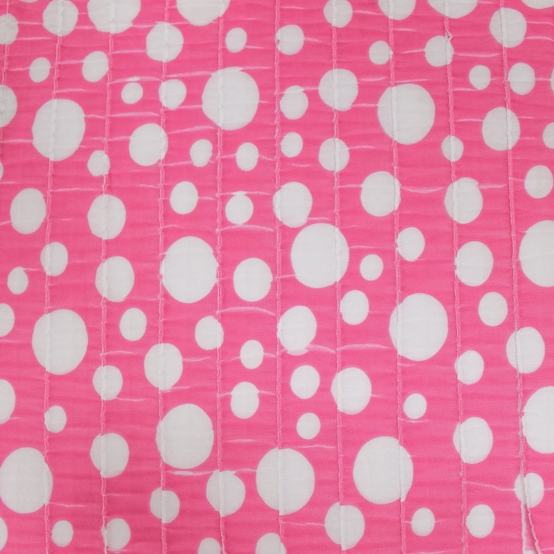 Pink White Polka Dot Ruffle Knit Fabric By The Yard 1 Yard