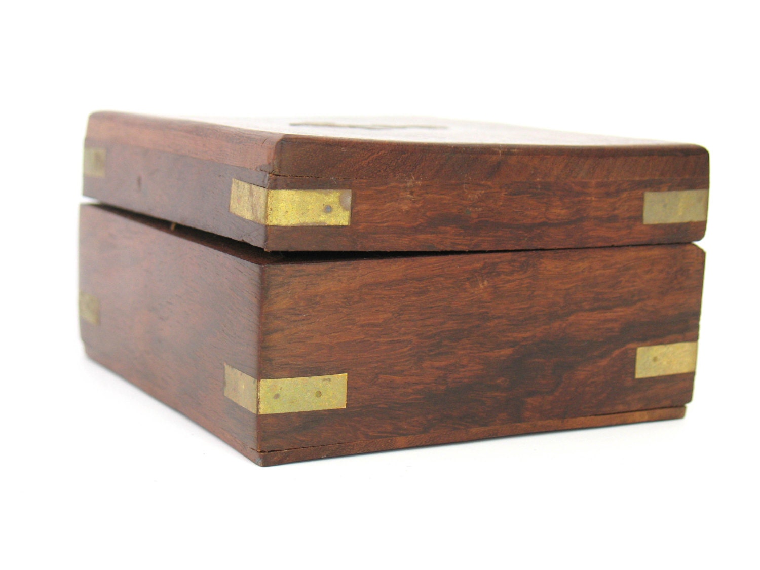 Walnut Trinket Box Walnut Wood Nautical Brass Jewelry Box