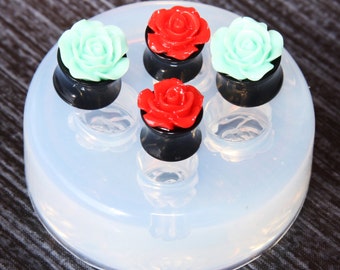 Ear gauges and ear tunnels clear silicone mold for Make at home resin plugs 2 pair. Size 12mm 14mm.(A81) Free USA shipping!