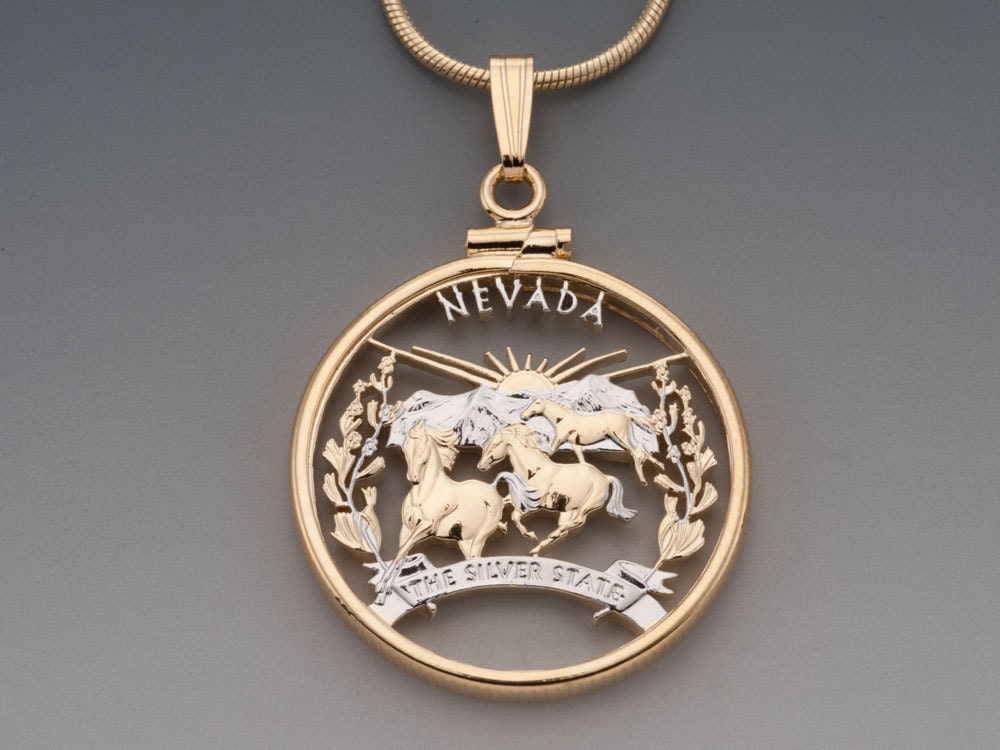 Nevada State Quarter Pendant Hand Cut United States Nevada