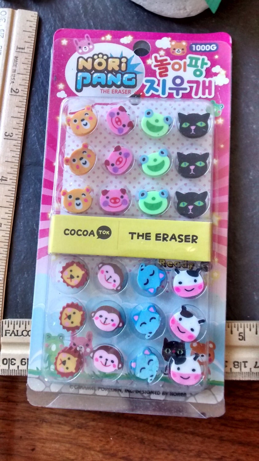 24 kawaii cute animal face erasers small mini eraser set