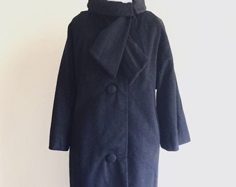 1960's Lilli Ann Mod Black Wool Coat
