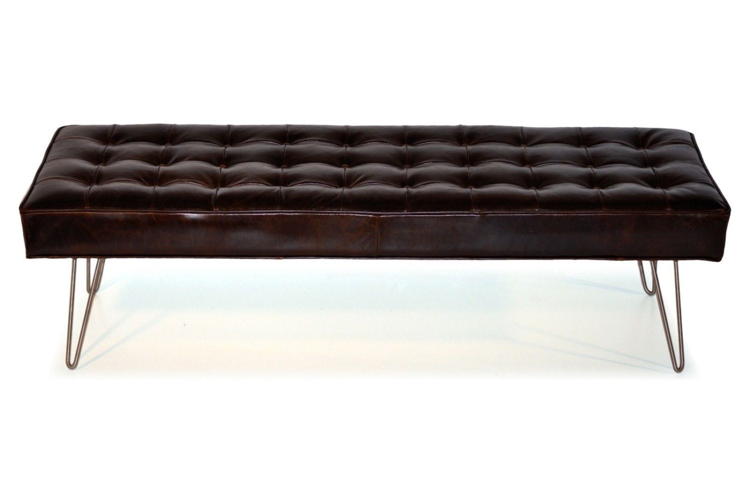 Mid Century Modern Dark Brown Button Tufting Leather Bench - Mid Century Modern Dark Brown Button Tufting Leather Bench Ottoman Coffeetable mid century modern dark brown button tufting leather bench - mid century modern dark brown button tufting leather bench ottoman coffeetable