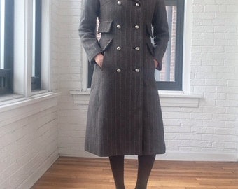 1960s Herring Bone Double Breasted Wool Coat
