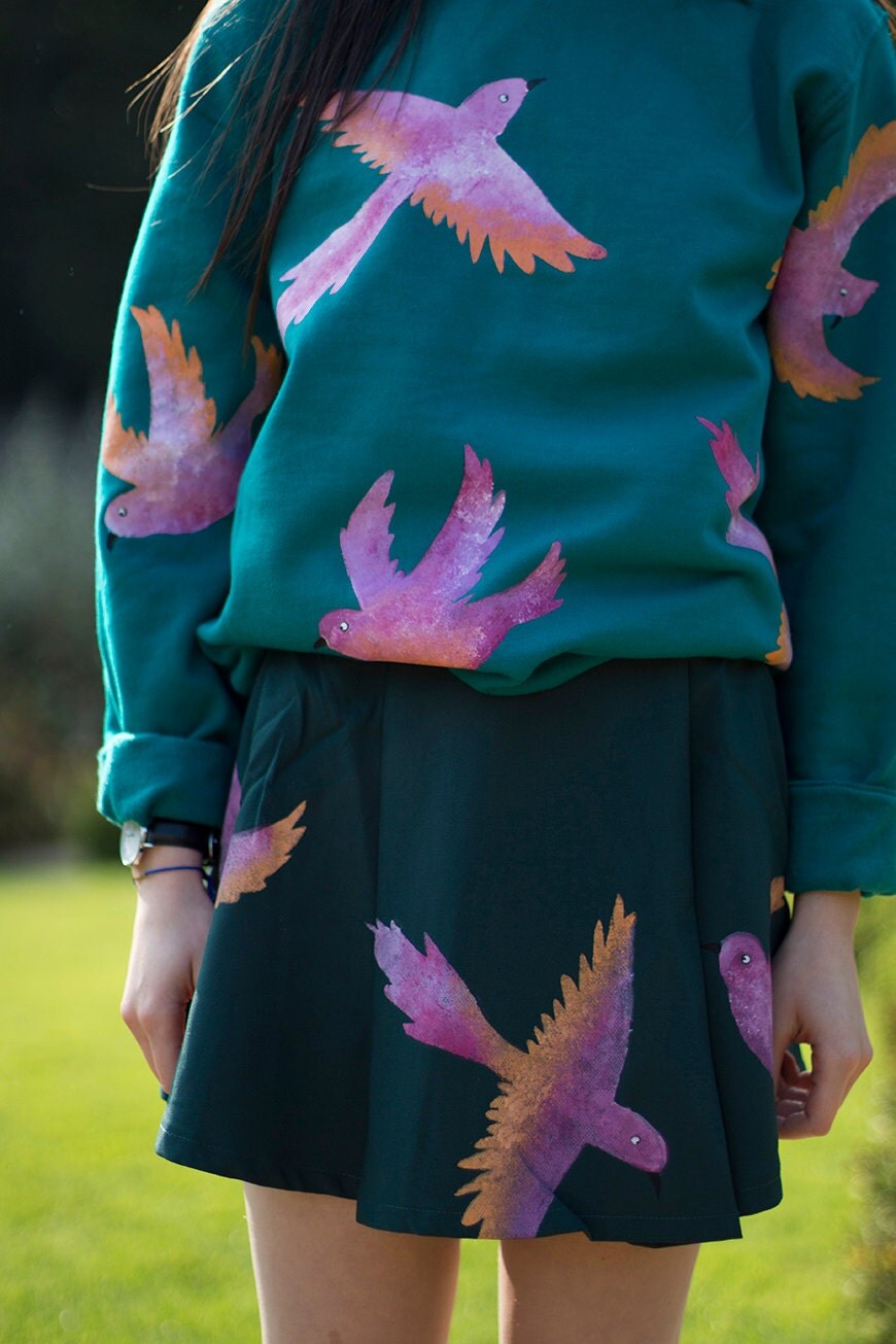 autumn birds sweater