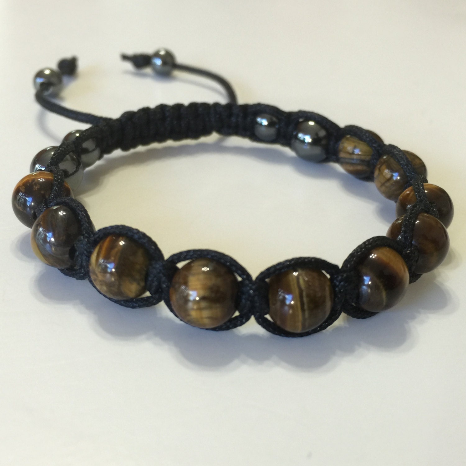 Tiger Eye Shamballa Bracelet GESHA-0067 by GemBracelets on Etsy