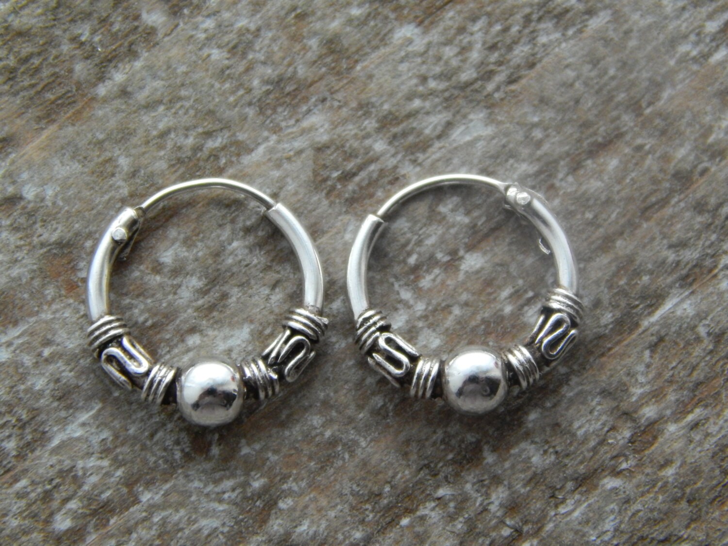 Bali Hoop Earrings Sterling Silver Hoops Bali Earrings 12mm