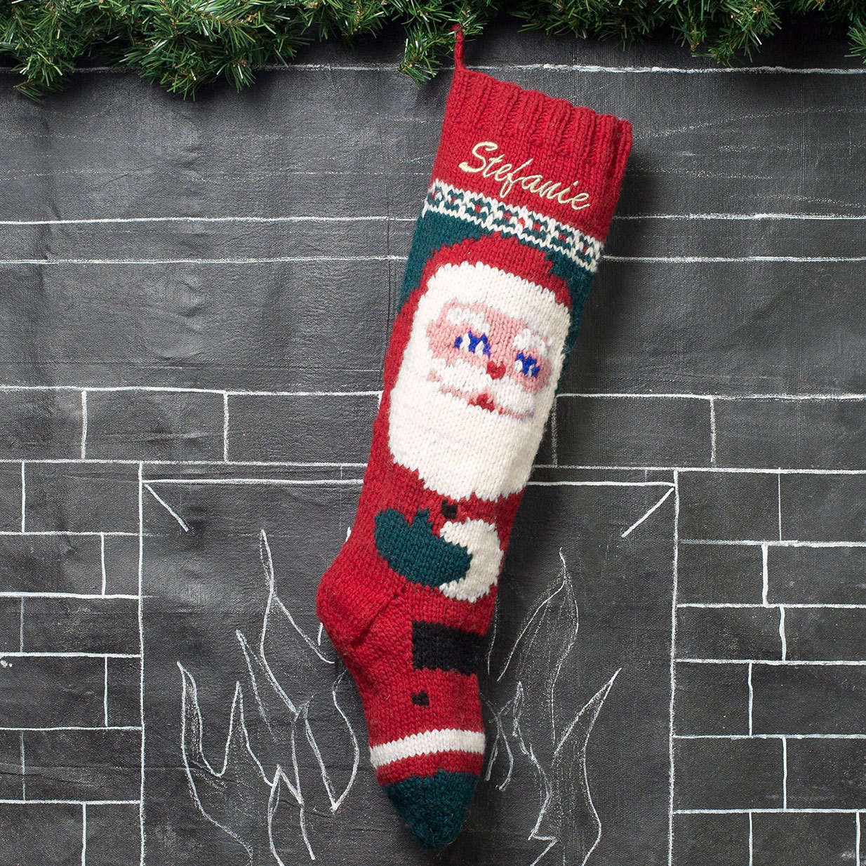 Personalized Knit Christmas Stocking / Kris Kringle Santa