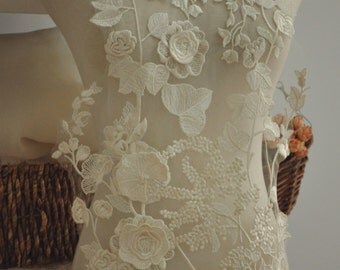 Beautiful 3D venice lace applique for bridal gown, wedding dress straps