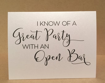 Will You Be My Bridesmaid Card Cards Maid of Honor Flower Girl Bridal Party Proposal { Open Bar }