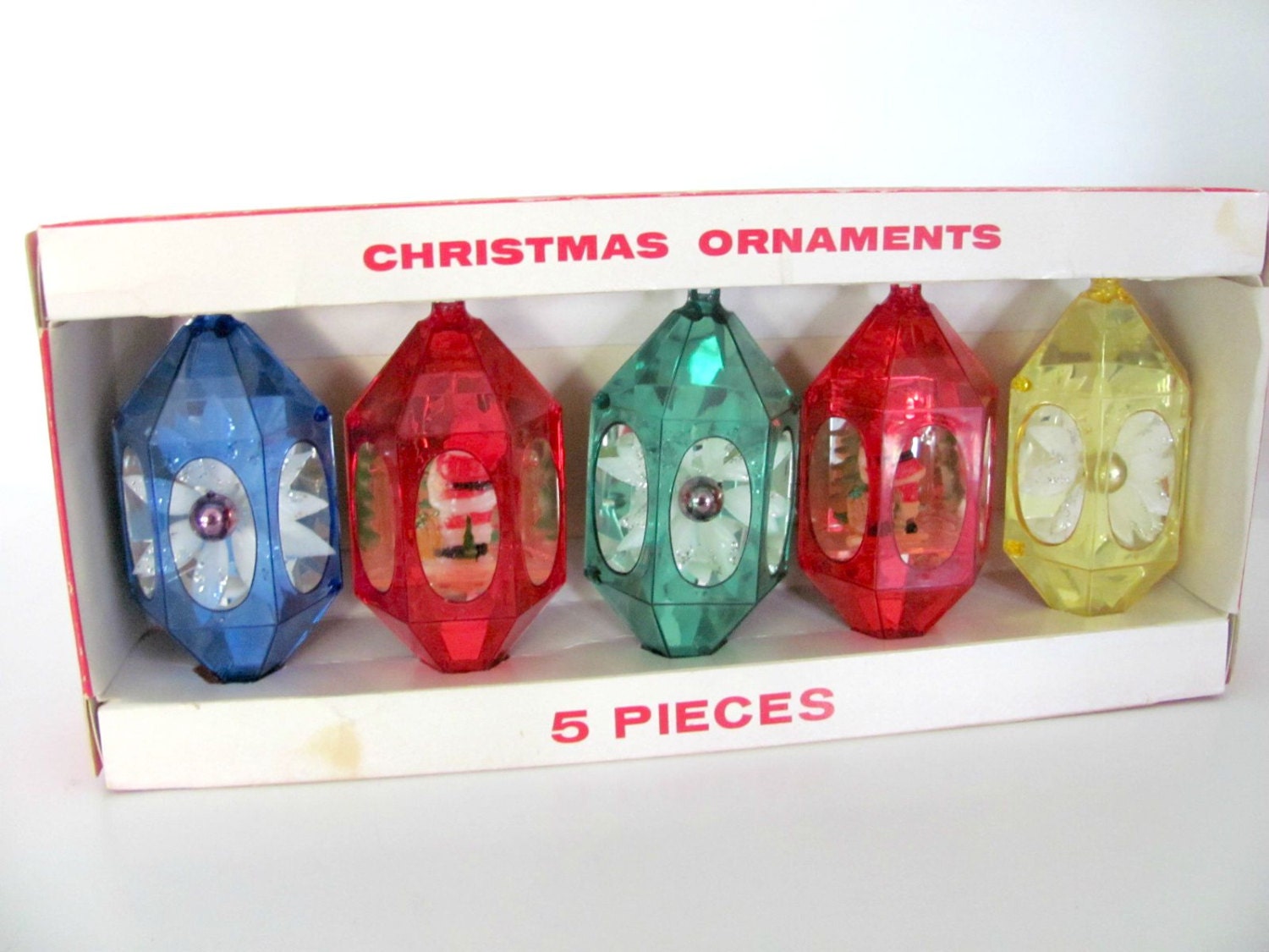 Vintage Christmas Ornament Set 1960's Jewelbrite Diorama