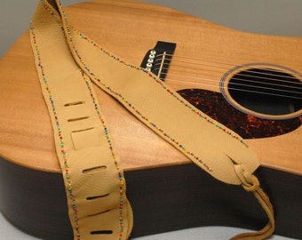 Leather Guitar Strap - beaded guitar strap